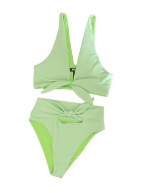 Beach Riot Light Green Tie-Front Bikini Set